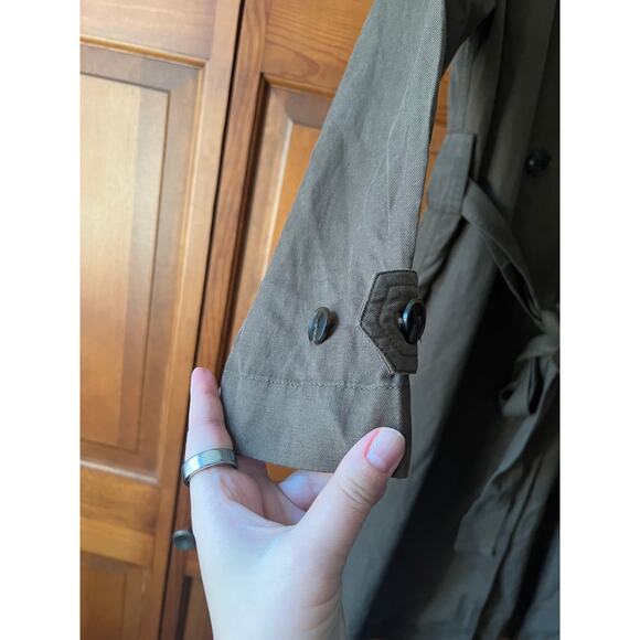 NWT Madewell Women's Belted Trench Coat in Drapey Twill Dark Olive Size XXL - Picture 7 of 16